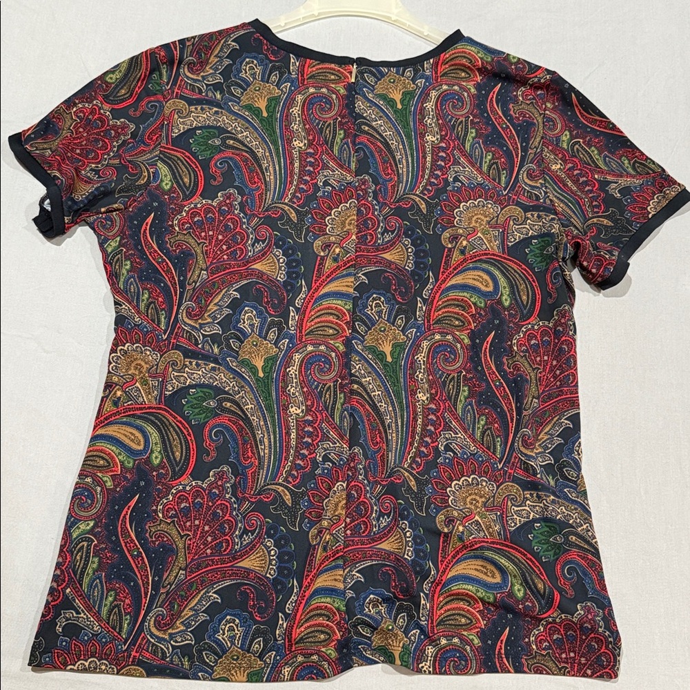 Ralph Lauren Blouse Multicolor Paisley Print Stretch Tee Double Extra Large - Picture 7 of 11